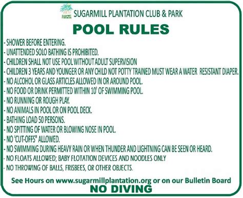 Pool Rules, Policies, and Provisions .